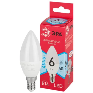 Лампа светодиодная RED LINE LED B35-6W-840-E14 R E14 / Е14 6 Вт свеча нейтральный белый свет