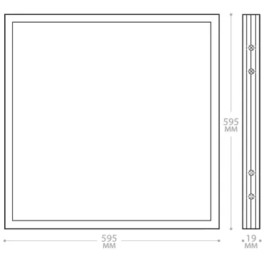 Светильник светодиодный ДВО-36w 595х595х19 6500K 3100Лм призма IP40