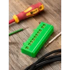 Шина 0 PE 6х9мм 10 отверстий латунь зеленый изолированный корпус на DIN-рейку PROxima