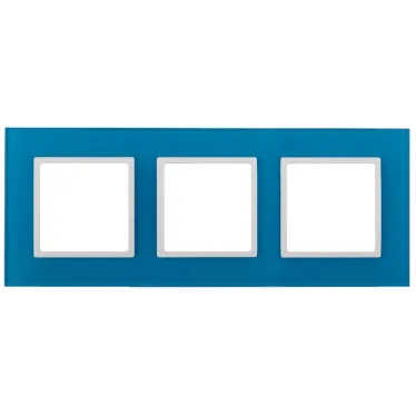 Рамка на 3 поста, стекло, Эра Elegance, голубой+бел, 14-5103-28