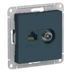 Розетка ATLASDESIGN двойная компьютерная+ТВ RJ45+TV категория 5E механизм изумруд