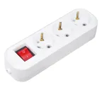 Колодка 3 гнезда с кнопкой c заземлением