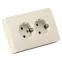 Розетка двойная скрытая с заземлением слоновая кость