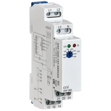 Реле фаз ORF-08D 3ф. 2 конт. 127-265В AC с контр. нейтр.