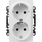 Valena LIFE Розетка силовая двойная 2х2К+З 16А 250В с лицевой панелью со шторками безвинтовые зажимы белая