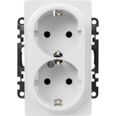 Valena LIFE Розетка силовая двойная 2х2К+З 16А 250В с лицевой панелью со шторками безвинтовые зажимы белая
