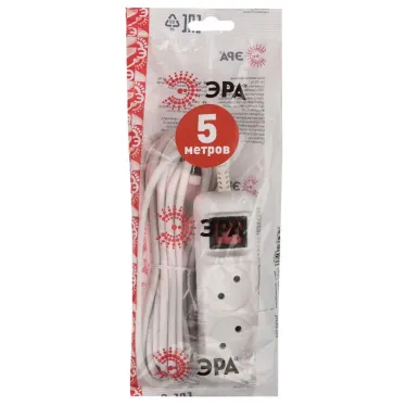 Удлинитель электрический U-2s-5m-2x1 без заземления c выключателем 2 розетки 5м ПВС 2x1мм2 10А