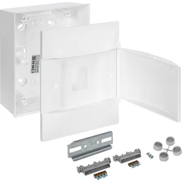 Practibox S Пластиковый щиток Навесной (ЩРн-П) 1X4 Белая дверь