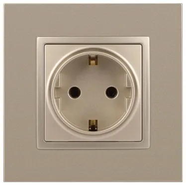 Розетка 2P+E Schuko, 16А-250В, Эра Elegance, шампань, 14-2101-04