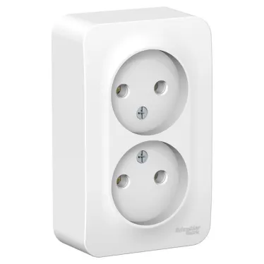 BLANCA розетка наружная двойная без зазем. без штор., монт.пл., 16А, 250В, белый, рос