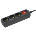 Удлинитель У03В 3 места с заземлением 3м 3х1мм2 10А 250В черный GENERICA