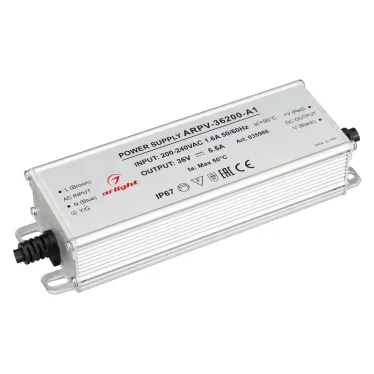 Блок питания ARPV-36200-A1 (36V, 5.55A, 200W) (, IP67 Металл, 3 года)