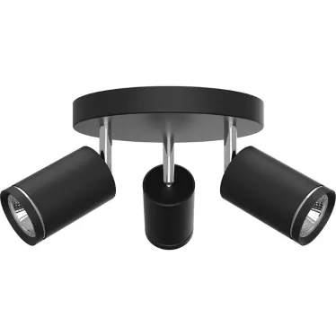 Светильник ДБО 3хGU10 без ламп наклонный на круглом основании черный