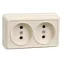 ОКТАВА Розетка двойная наружная бежевая без крышки 10А