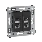 Компьютерная розетка RJ-45 в стену, кат.6 экранированная двойная,''Avanti'', ''Черный матовый''