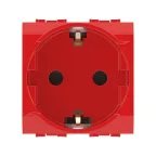 BRAVA Розетка 2 модуля с заземлением со шторками красная (10 шт)