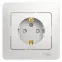 GLOSSA Розетка с заземлением со шторками в сборе белая