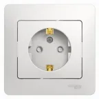 GLOSSA Розетка с заземлением со шторками в сборе белая