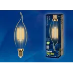 Лампа светодиодная декоративная LED 5вт 220-250В свеча на ветру 420Лм Е14 2250К золотая колба Vintage