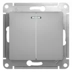 GLOSSA Выключатель двухклавишный с подсветкой в рамку алюминий сх.5а