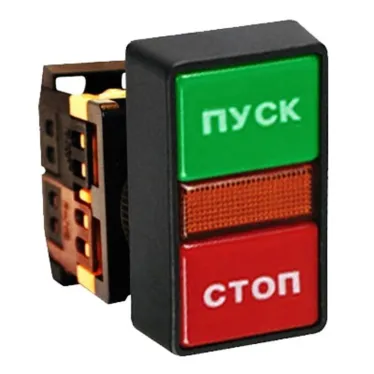 Кнопка AS-22N Пуск-Стоп Прямоугольная 220В NO+NC