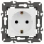Розетка 2P+E Schuko со шторками, 16А-250В, Эра Elegance, белый, 14-2102-01