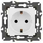 Розетка 2P+E Schuko со шторками, 16А-250В, Эра Elegance, белый, 14-2102-01