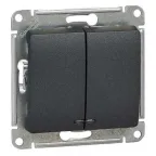 GLOSSA Выключатель двухклавишный с подсветкой схема 5а антрацит в рамку