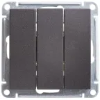 W59 Выключатель трехклавишный, 10АХ, механизм, черный бархат