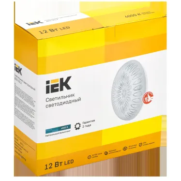 Светильник светодиодный ДПБ 2012 12Вт IP20 4000К круг белый IEK