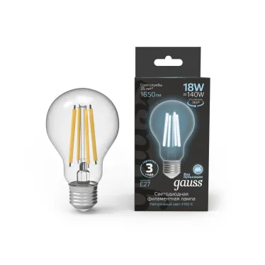 Лампа светодиодная Filament А60 18W 1650lm 4100К Е27 LED 1/10/40 | 102902218 | Gauss
