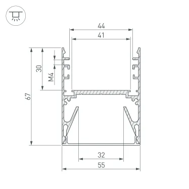 Профиль с экраном ALU-LINE-DUO-2000 ANOD+OPAL | 024188 | Arlight