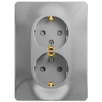 GLOSSA Розетка двойная с заземлением со шторками в сборе алюминий