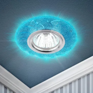 Светильник точечный DK LD6 BL/WH декор cо светодиодной подсветкой (белый), голубой