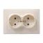 КВАРТА Розетка двойная с заземлением без шторок бежевая в сборе
