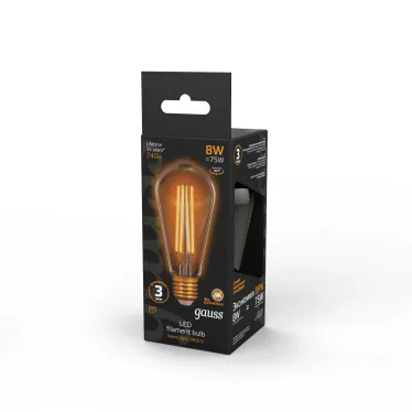 Лампа светодиодная Black LED Filament ST64 E27 8W Golden 740lm 2400К | 157802008 | Gauss