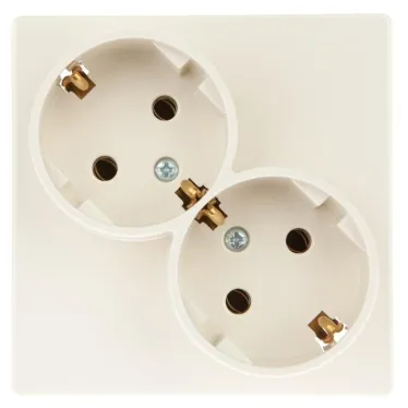 Розетка 2х2К+З Schuko без штор, слоновая кость