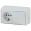 Блок розетка с выключателем Intro Quadro 2-701-01 горизонтальный 10(16)А-250В, IP20, ОУ, белый