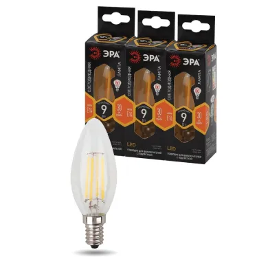 Лампа светодиодная F-LED B35-9w-827-E14 (филамент, свеча, 9Вт, тепл, E14) (10/100/5000)