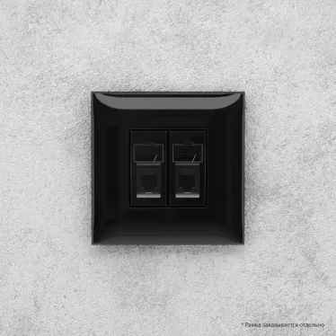 Avanti Розетка телефонная в стену двойная, ''Черный квадрат''