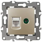 Розетка комбинированная RJ45+TV, Эра12, шампань, 12-3110-04