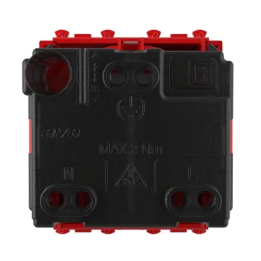 Avanti Розетка ''Красный квадрат'', 2P+E, с защитными шторками, 2 модульная