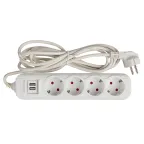 Удлинитель 'Эксперт' 4 гнезда 5 метров 16А/3 5кВт с 2 USB 2,1А ПВС 3х1