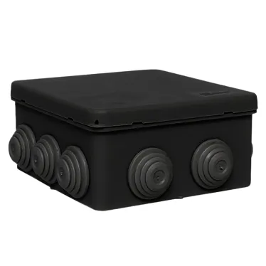 Коробка распределительная КМР-030-014 с крышкой (100х100х50), 10 мембр. вводов чёрная IP55 | plc-kmr2-030-014-b | EKF