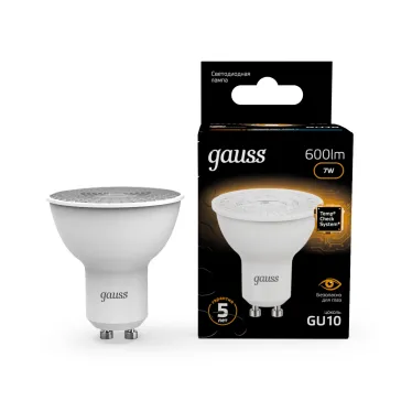 Лампа светодиодная LED 7Вт GU10 220В 2700К MR16 | 101506107 | Gauss