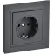 BRITE Розетка 1 пост с заземлением с защитными шторками 16А в сборе РСР14-1-0-БрГ графит IEK
