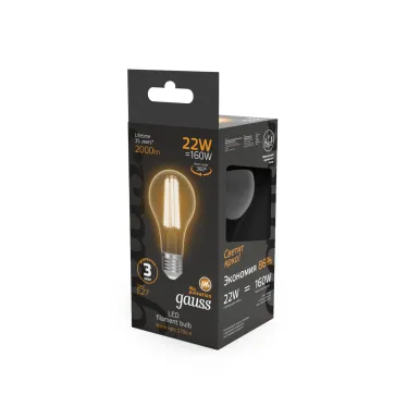 Лампа светодиодная Filament А70 22W 2000lm 2700К Е27 LED 1/10/40 | 102902122 | Gauss