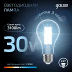 Лампа светодиодная Filament А70 30W 3100lm 4100К Е27 LED 1/10/40 | 102902230 | Gauss