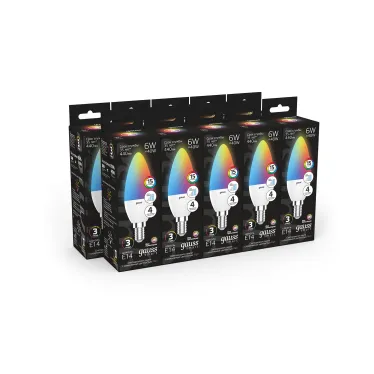 Лампа светодиодная Smart LED Свеча С37 6W E14 RGBW+dim 1/10/100 | 103101406 | Gauss