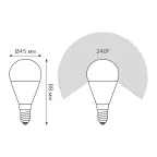 Лампа светодиодная LED 7Вт E14 220В 3000К шар, диммируемая | 105101107-D | Gauss